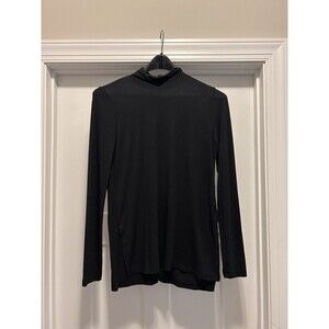Vina Top Womens Black Active Life Turtleneck Shirt Moroccan Modal Cotton Sz Med